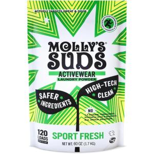 imageMollys Suds Active Wear Laundry Detergent  Extra Strength Sport Laundry Powder Stain Fighting for Performance Fabrics and Sensitive Skin  120 LoadsSport Fresh