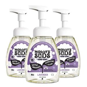 imageMollys Suds Foaming Hand Soap  Made with Aloe and Coconut Oil  Moisturizing Hand Wash  Clean Ingredients Infused with Essential Oils  Peppermint  825 Oz Pack of 3Lavender 825 oz 3Pack