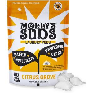 imageMollys Suds Laundry Detergent Pods  Clean Detergent for Sensitive Skin  Ultra Concentrated and Stain Fighting  Peppermint  60 CountCitrus Grove