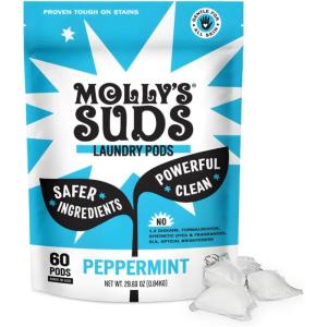 imageMollys Suds Laundry Detergent Pods  Clean Detergent for Sensitive Skin  Ultra Concentrated and Stain Fighting  Peppermint  60 CountPeppermint