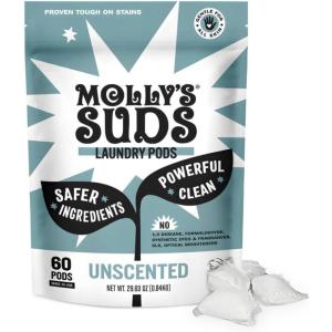 imageMollys Suds Laundry Detergent Pods  Clean Detergent for Sensitive Skin  Ultra Concentrated and Stain Fighting  Peppermint  60 CountUnscented