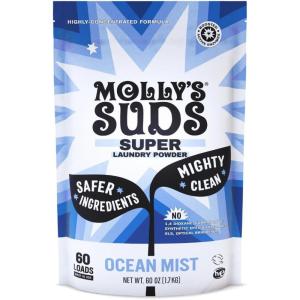 imageMollys Suds Super Powder Detergent  Extra Strength Laundry Soap Stain Fighting  Sensitive Skin  Simple Effective Ingredients  Ocean Mist 120 Loads Total 2 PackOcean Mist