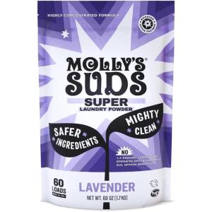 imageMollys Suds Super Powder Detergent  Extra Strength Laundry Soap Stain Fighting  Sensitive Skin  Simple Effective Ingredients  Ocean Mist 120 Loads Total 2 PackLavender