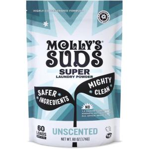 imageMollys Suds Super Powder Detergent  Extra Strength Laundry Soap Stain Fighting  Sensitive Skin  Simple Effective Ingredients  Ocean Mist 120 Loads Total 2 PackUnscented