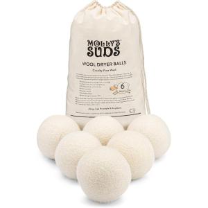 imageMollys Suds Wool Dryer Balls  XL Premium Organic Fabric Softener Hypoallergenic HandFelted Reusable Reduce Drying Time  White Set of 6White